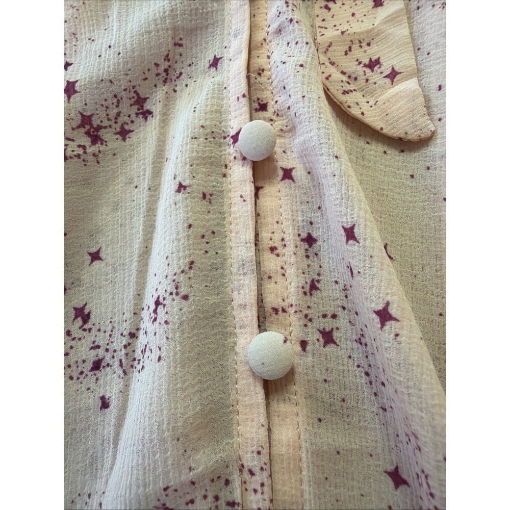 Free People Blouse Sz S Pink Ruffle Tie Neck Sheer Boho OB1828859 Flowy - Picture 5 of 10